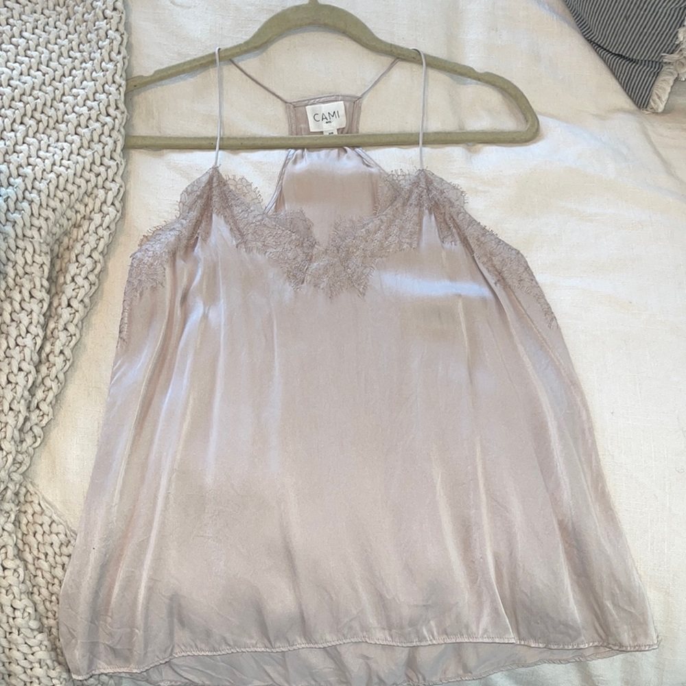 Cami Tank- Tan silk lace